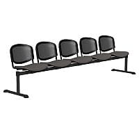 OI Series 5-Seater Bench With Black Mesh Back & Vinyl Upholstered Seat Grey L011