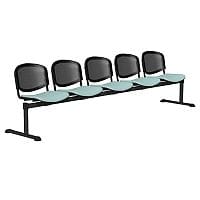 OI Series 5-Seater Bench With Black Mesh Back & Vinyl Upholstered Seat Light Blue L033