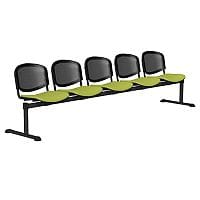 OI Series 5-Seater Bench With Black Mesh Back & Vinyl Upholstered Seat Green L051
