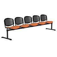OI Series 5-Seater Bench With Black Mesh Back & Vinyl Upholstered Seat Orange L110