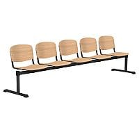 OI Series 5-Seater Bench Wooden Seat Beech