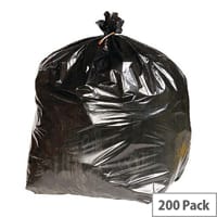 Heavy Duty Rubbish Refuse Sacks With 90 Liter Capacity, Pack Of 200. Reinforced To Reduce Chance Of Ripping & Tearing. Black In Colour.