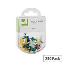 Q-Connect Push Pins Assorted Colours Pack 10 x 25