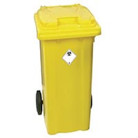 Yellow Clinical Waste 2 Wheel Wheelie Bin 360L H1070 x W620mm 377920