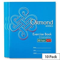 Ormond A11 Exercise Copy Books 88 Pages Pack of 10 - For Homework
