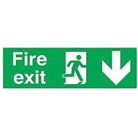 Safety Sign Fire Exit Running Man Arrow Down 150x450mm PVC