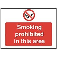 Safety Sign Smoking Prohibited in This Area 450x600mm PVC Pack of 1 P35Z/R