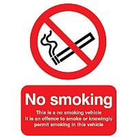 Safety Sign This is a No Smoking Vehicle 100x75mm Self-Adhesive Pack of 1 PH05104S