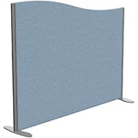 Sprint Eco Freestanding Screen Wave Top W1400xH1100-900mm Light Blue - With Stabilising Feet