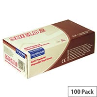 Disposable Powdered Vinyl Gloves Clear Large Box of 100 Shield 2 GD47