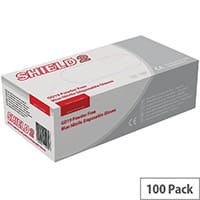Disposable Powder-Free Nitrile Gloves Blue Large Box of 100 Shield 2 GD19