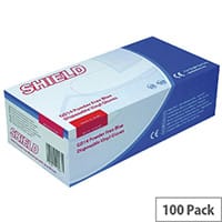 Disposable Powder-Free Vinyl Gloves Blue Medium Box of 100 Shield 2 GD13