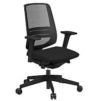 LightUp Modern Design Mesh Office Chair With Lumbar Support & Adjustable Arms Black Fabric Seat - Weight Tolerance: 150kg
