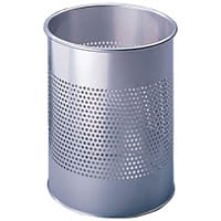 Perforated Waste Office Bin Open Top Silver 15L Single Pack
