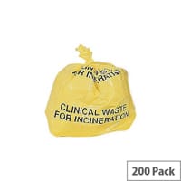 Clinical Waste Bag Pack of 200 Yellow Plastic Sacks 737mm Wide 90L