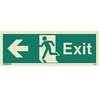 Photoluminescent Exit Sign Exit Arrow Left HxW 150X400mm