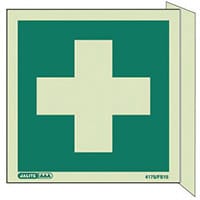 Photoluminescent First Aid Wall Mounted Sign First Aid Facility 200X200mm