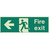 Photoluminescent Fire Exit Single Sided Sign For Large Areas 300X900mm Fire Exit Arrow Left