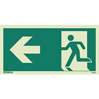 Photoluminescent Safety Way Guidance Sign Arrow Left HxW 150X300mm