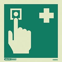 Photoluminescent First Aid Location Sign First Aid Call Point HxW 150X150mm
