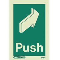 Photoluminescent Rigid Plastic Sign 100X150mm Push