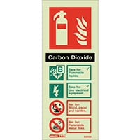 Photoluminescent Rigid Plastic Sign 200X80mm Fire Extinguisher Area Scarbon Dioxide