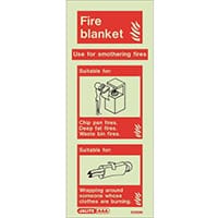 Photoluminescent Rigid Plastic Sign 200X80mm Fire Blanket