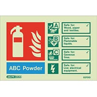 Photoluminescent Rigid Plastic Sign 100X150mm Fire Extinguisher Abc Powder