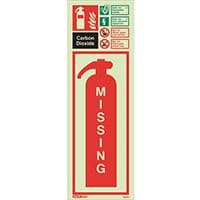 Photoluminescent Fire Extinguisher Missing Identification Carbon Dioxide 450X200 Rigid