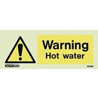 Photoluminescent Rigid Plastic Sign 200X80mm Single Sided Water Management Warning Hot Water