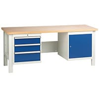 Medium Duty Workbench With 1 Triple Drawer Unit And 1 Cupboard H840 x L2000 x D650mm