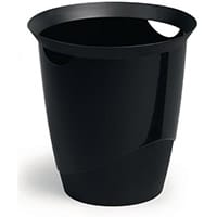 Plastic Waste Basket Office Desk Bin Black 16L Single Pack