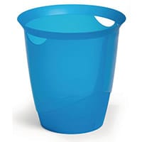 Plastic Waste Basket Office Desk Bin Blue 16L Single Pack