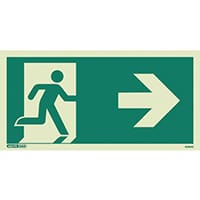 Photoluminescent Safety Way Guidance Sign Arrow Right HxW 100x200mm