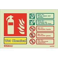 Photoluminescent Sign Wet Chemical Hxw: 100X150 Fire Extinguisher Wet Chemical