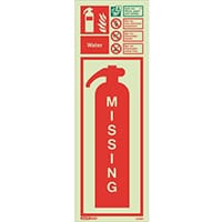 Photoluminescent Fire Extinguisher Missing Identification Water Hxw: 200X450