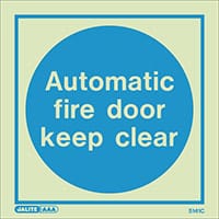 Photoluminescent Sign Automatic Fire Door Keep Clear HxW: 150x150