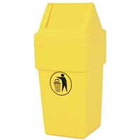 114L Hooded Plastic Litter Bin With Swing Lid Yellow