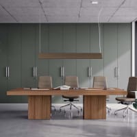 T45 Meeting Table Rk Oak Square Top With Rk Oak Block Panel Leg