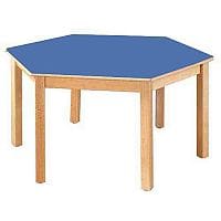 Hexagonal 1200mmDiameter Preschool Table Beech Blue 400mm High TC114001