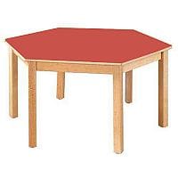 Hexagonal 1200mmDiameter Preschool Table Beech Red 400mm High TC114002