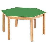 Hexagonal 1200mmDiameter Preschool Table Beech Green 400mm High TC114003