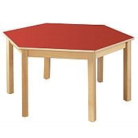 Hexagonal 1200mmDiameter Primary School Table Beech Red 590mm High TC115902