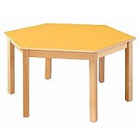 Hexagonal 1200mmDiameter Primary School Table Beech Yellow 640mm High TC116404