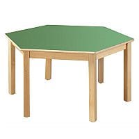 Hexagonal 1200mmDiameter Primary School Table Beech Green 760mm High TC117603