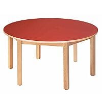 Round Primary School Table Beech Red 1200mmDiameter 640mm High TC96402