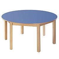 Round Primary School Table Beech Blue 1200mmDiameter 760mm High TC97601