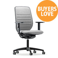 Uno Ergonomic Swivel Office Chair with upholstered Back, Black Base & Frame Grey