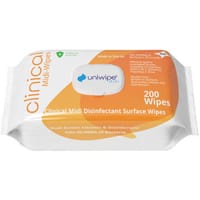 Uniwipe Pack of 200 Clinical Midi Wipes 1020
