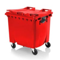 Craemer 4 Wheeled Plastic Bin 1100L Red